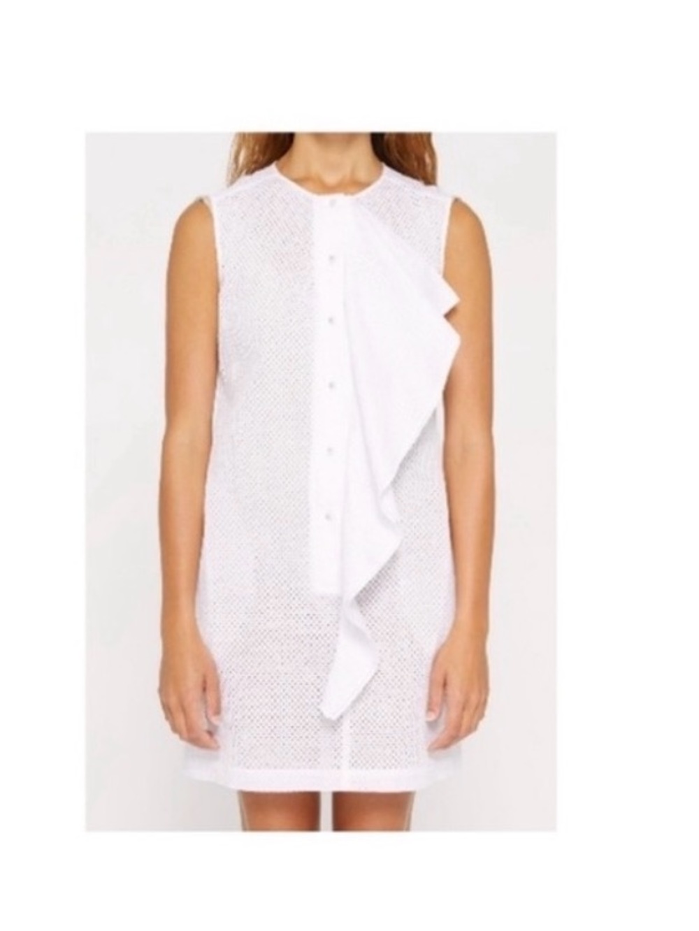 Marysia Swim 🌴 White Sleeveless Ruffle-Front Shift Dress